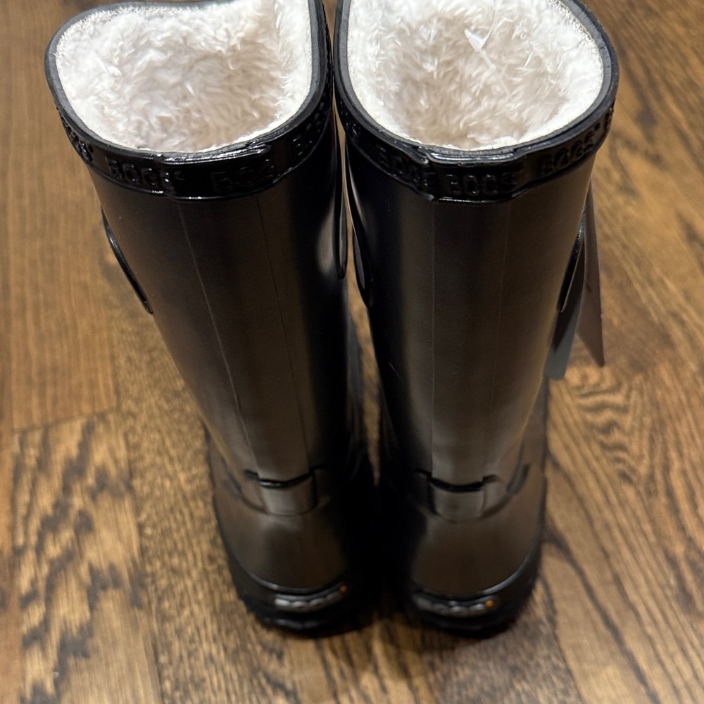 NWT Kids Bogs Glossy Black Winter/Rain Boots Size 12 - Picture 4 of 12